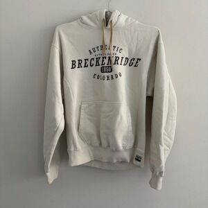 BAC Authentic Breckenridge Colorado Hoodie Cream Plaid Lined Small